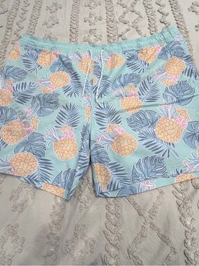 Goodfellow & Co Light Blue Pineapple Print Swim Trunks